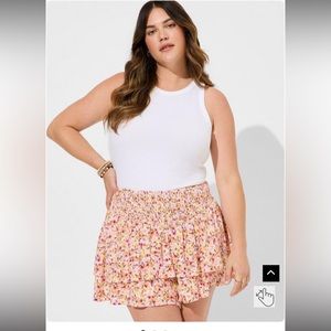 Smocked gauze ruffle shorts